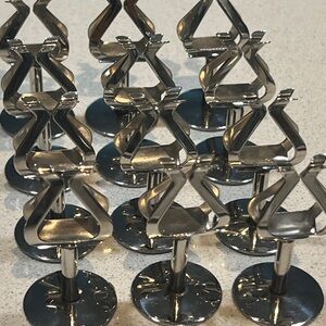 Crate & Barrel Classic Silver Stainless Steel Place Card Holders - Set of 12